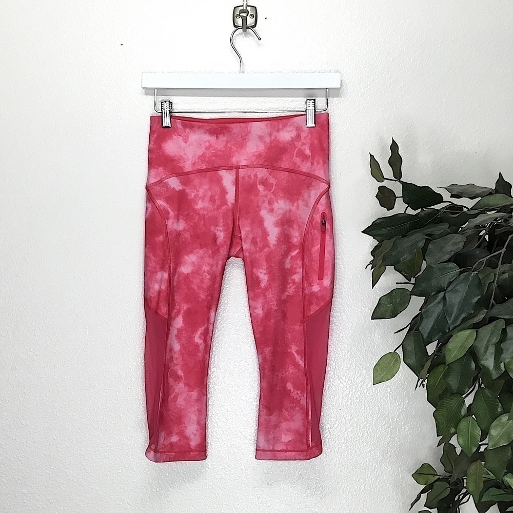 Lululemon Pink Tie Dye Cropped Workout Leggings